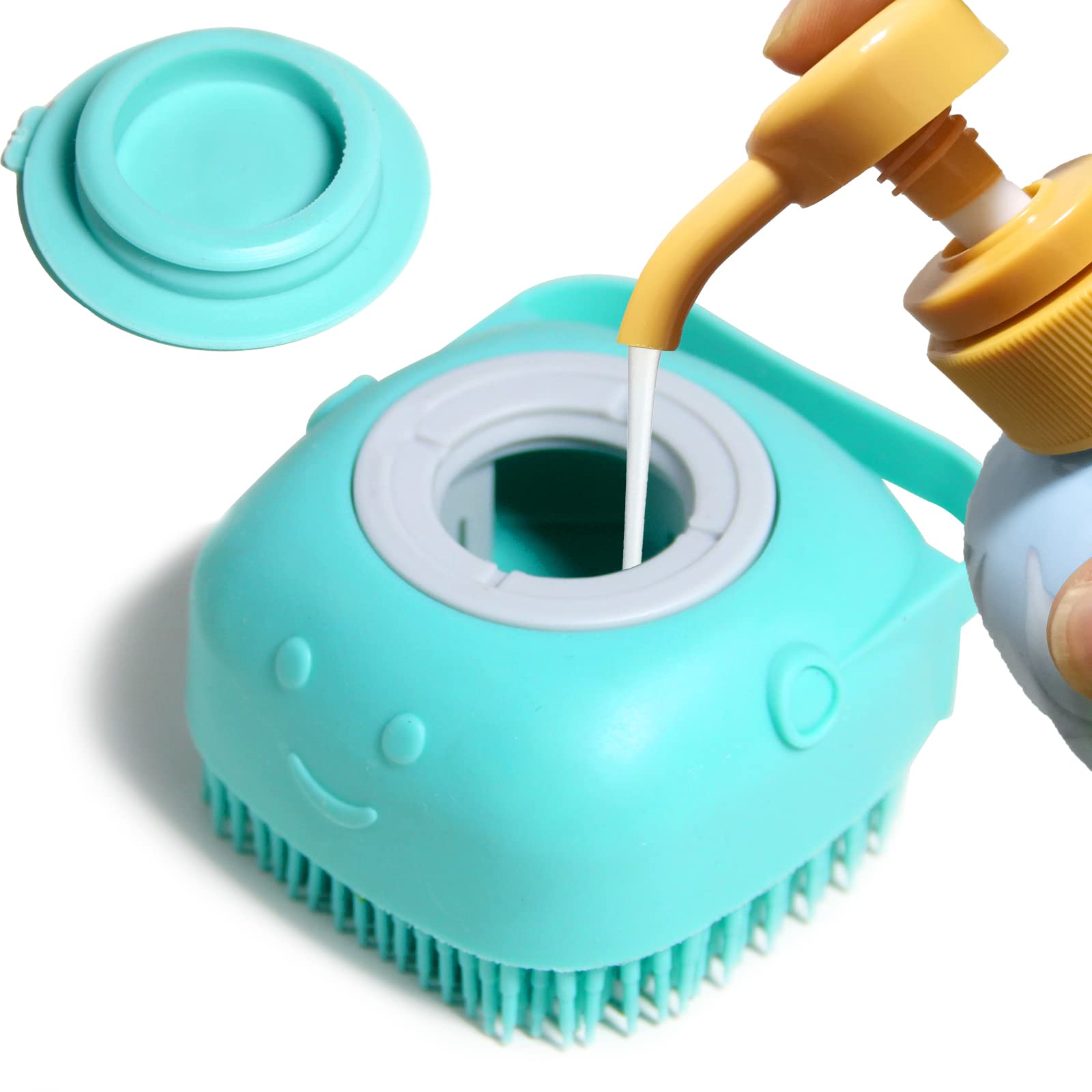 Pet Bath Brush with Shampoo Dispenser – Silicone Massage Brush