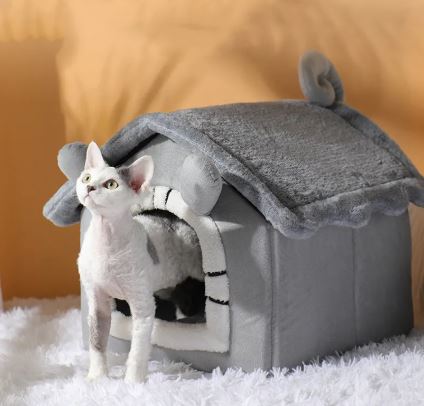 Cozy Cat & Dog Nest Bed – Soft Coral Fleece with PP Cotton Filling