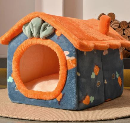 Cozy Cat & Dog Nest Bed – Soft Coral Fleece with PP Cotton Filling