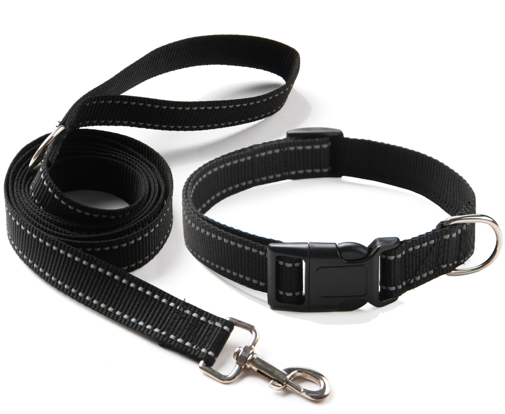 OEFEO Reflective Dog Collar with Leash – Adjustable Nylon
