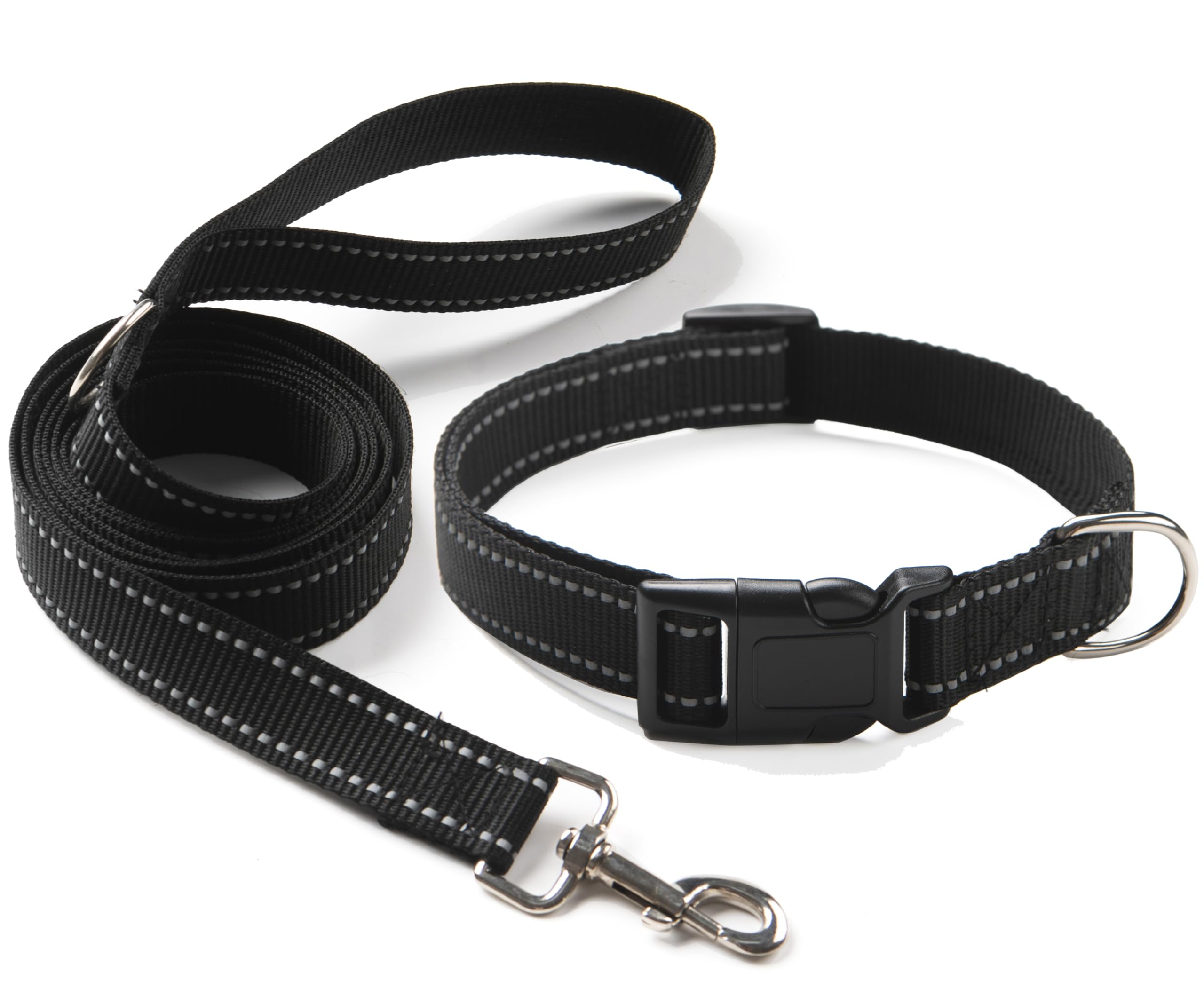 OEFEO Reflective Dog Collar with Leash – Adjustable Nylon