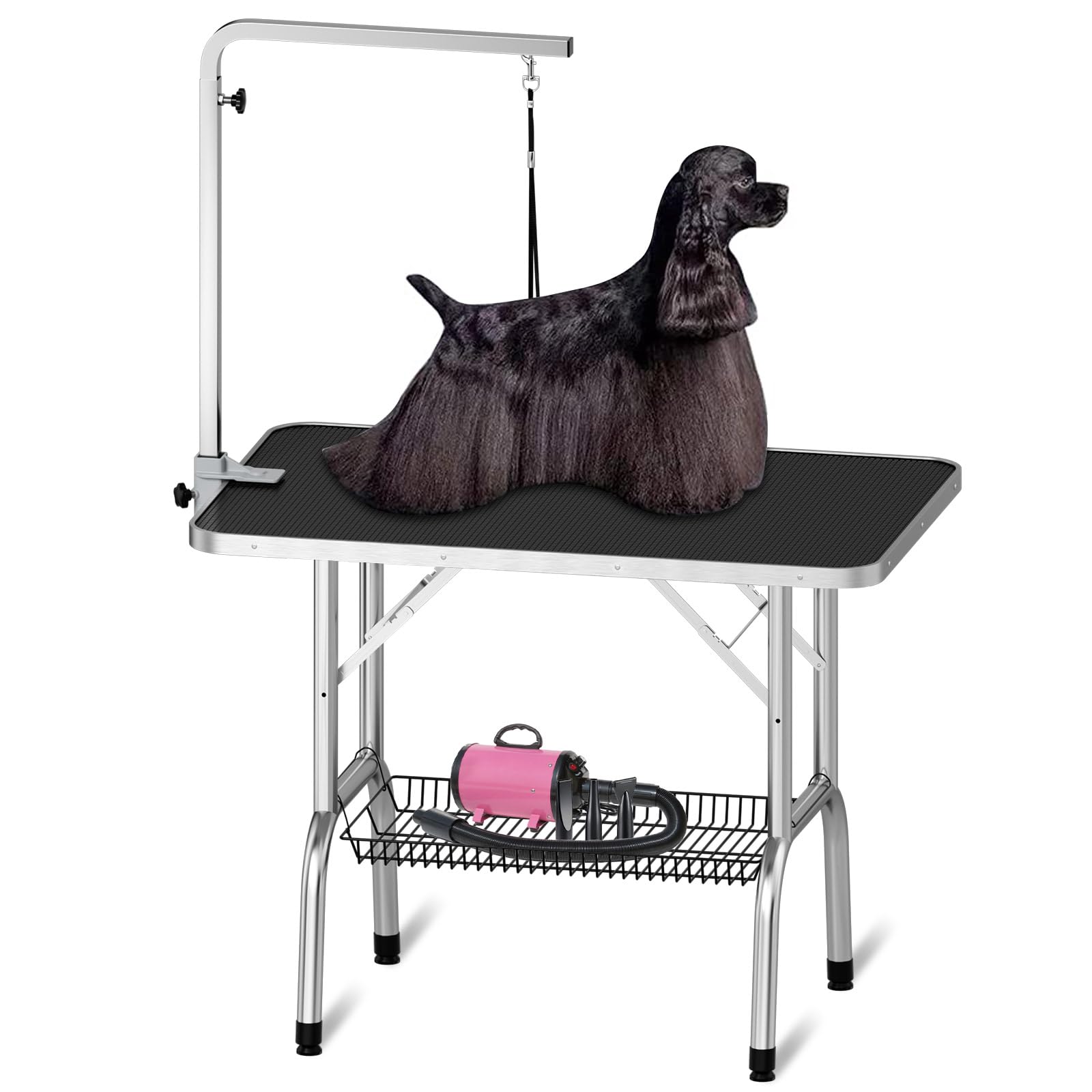 Polar Aurora 36" Foldable Dog Grooming Table with Arm