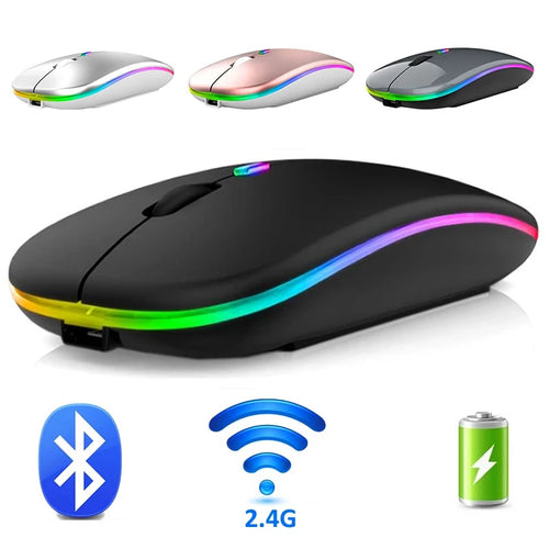 Ergonomic wireless Bluetooth mouse with RGB lighting