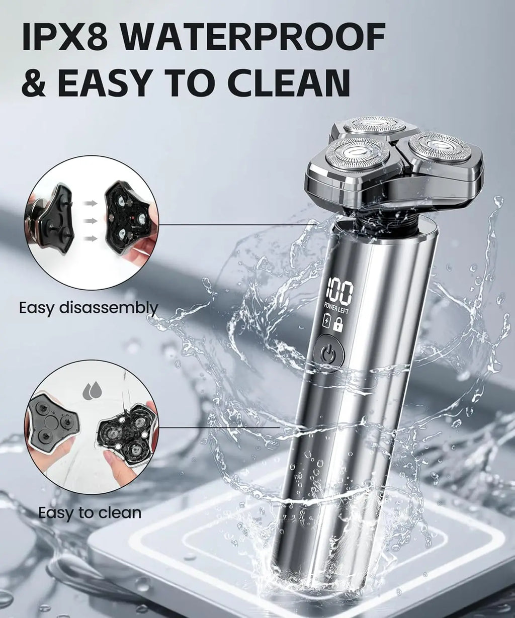 Waterproof shaver being rinsed under running water