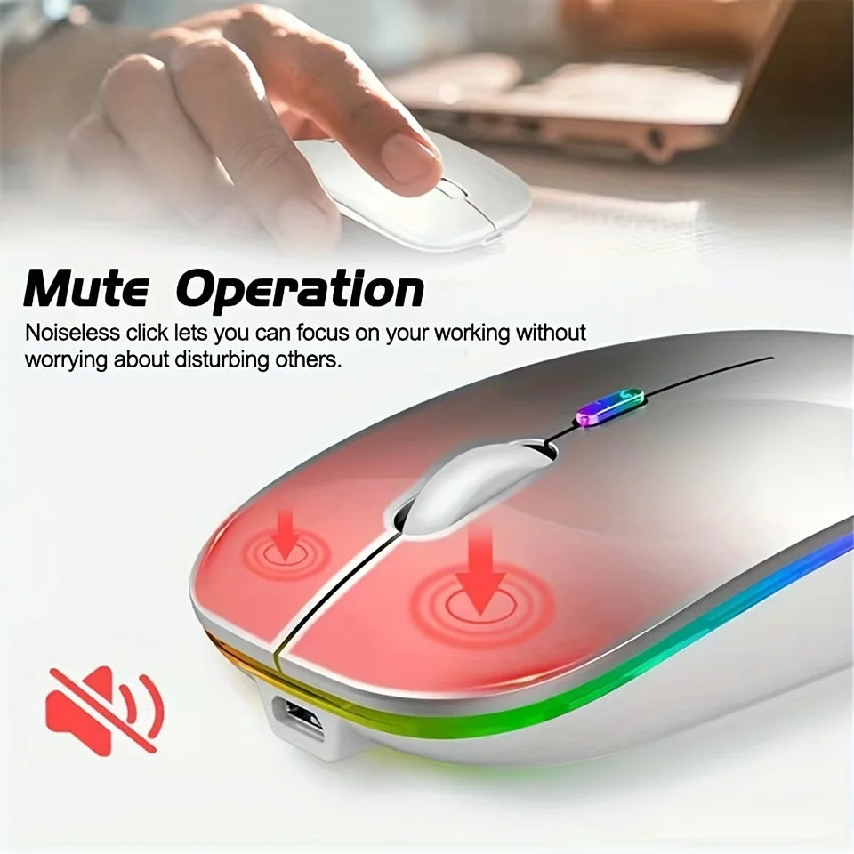 Wireless Bluetooth mouse RGB lighting glow effect
