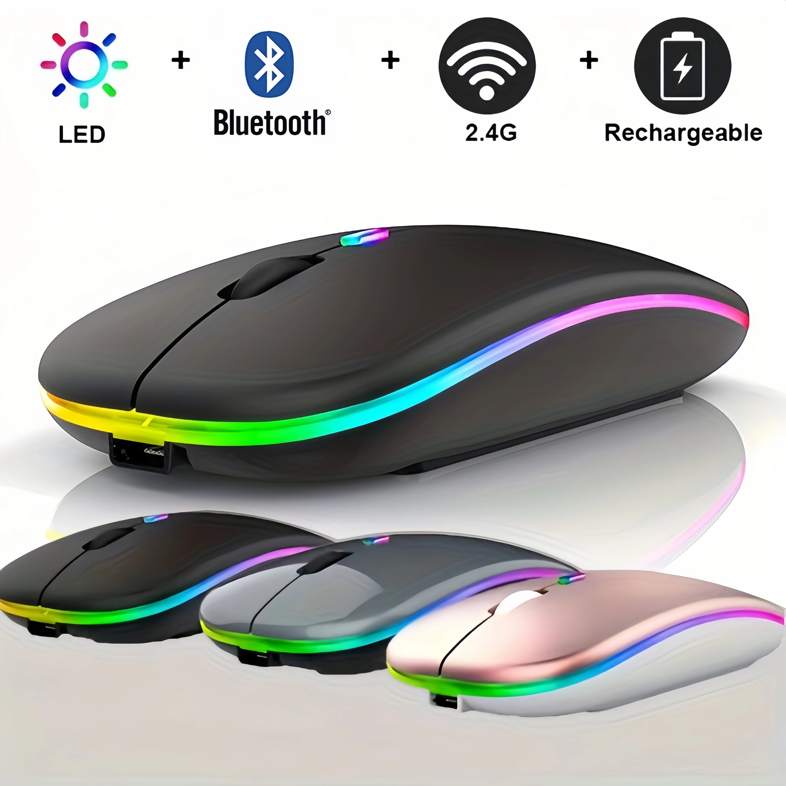 Wireless Bluetooth mouse held in hand for scale