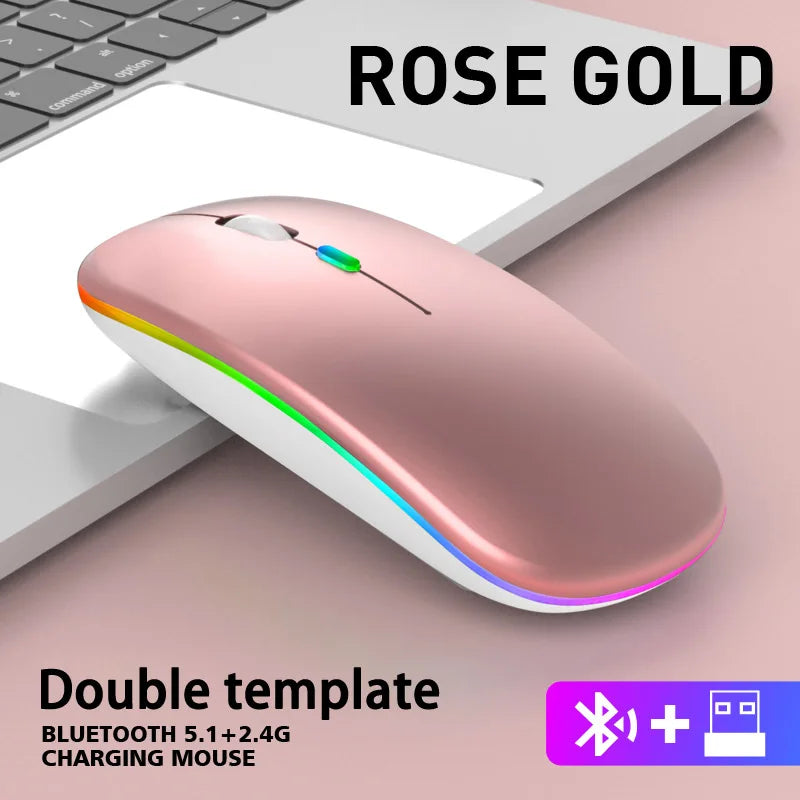 Wireless Bluetooth mouse angled view highlighting design