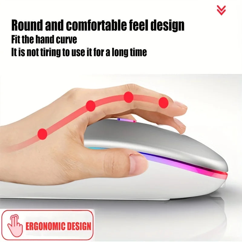 Wireless Bluetooth mouse with USB receiver and charging cable