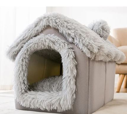 Cozy Cat & Dog Nest Bed – Soft Coral Fleece with PP Cotton Filling