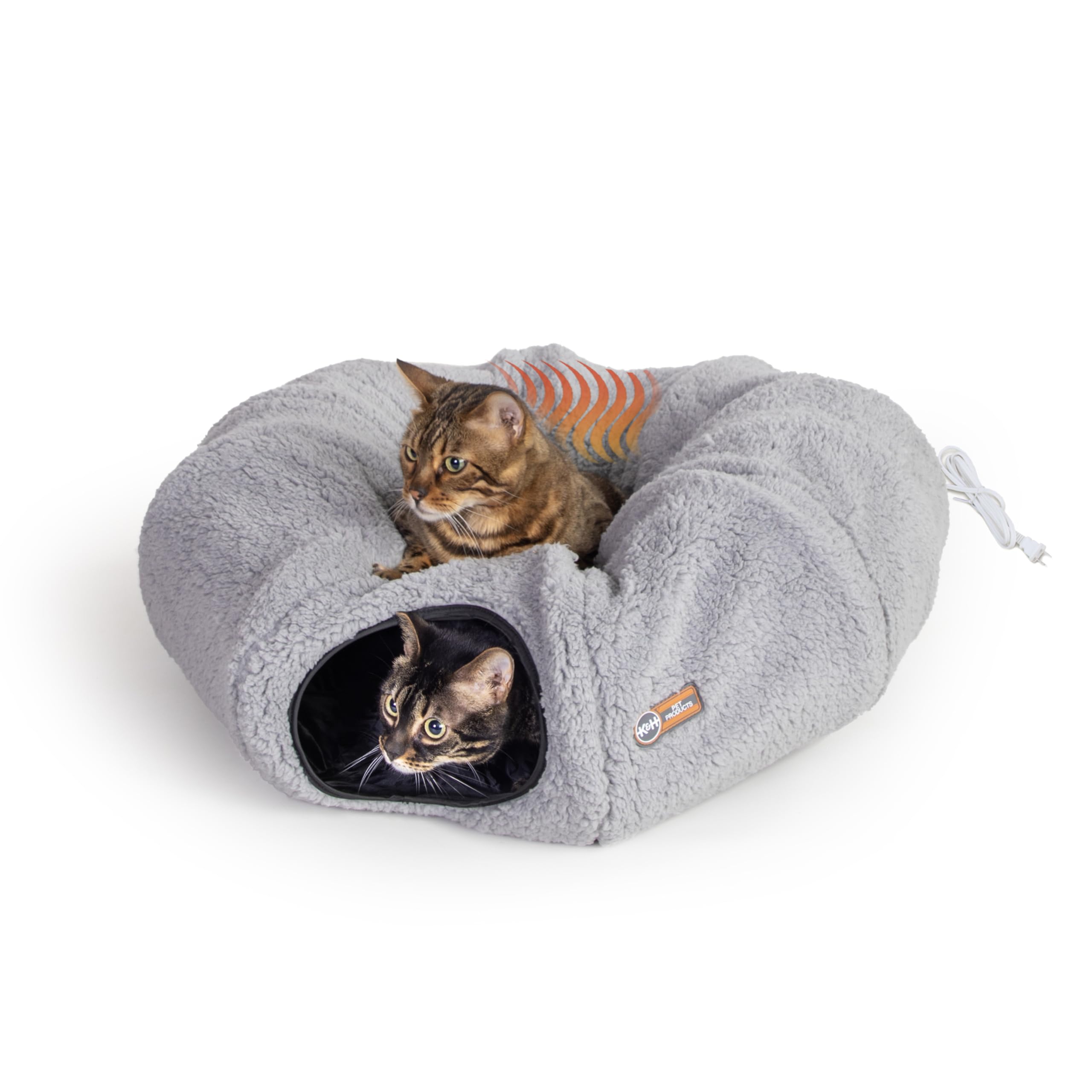 Heated Cat Tunnel Bed – Cozy Hideaway Cave with Warming Center